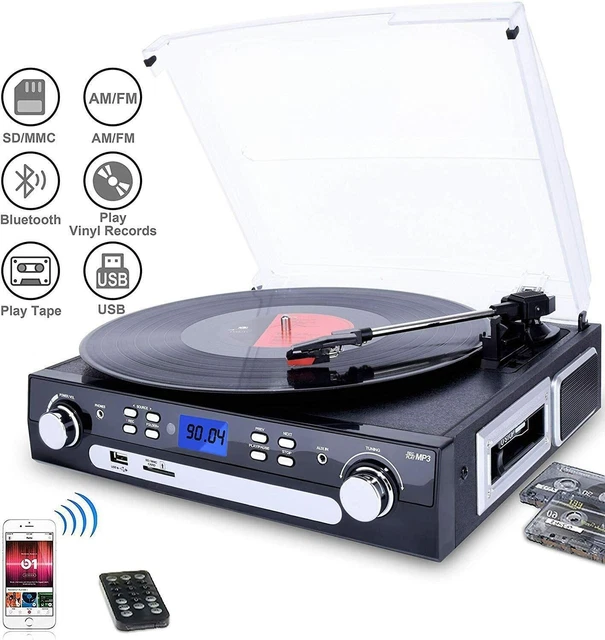 VOSTERIO BLUETOOTH RECORD Player Versatile Turntable with Speakers, LP