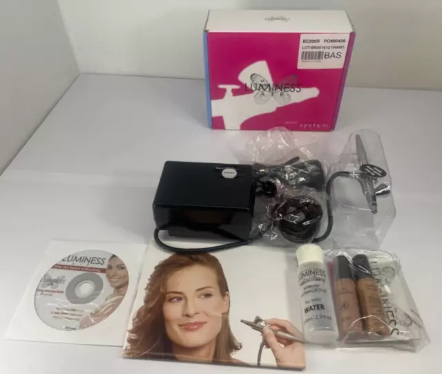 Sistema cosmético aerógrafo Luminess modelo BC200R nuevo con maquillaje manual detalle manual DVD