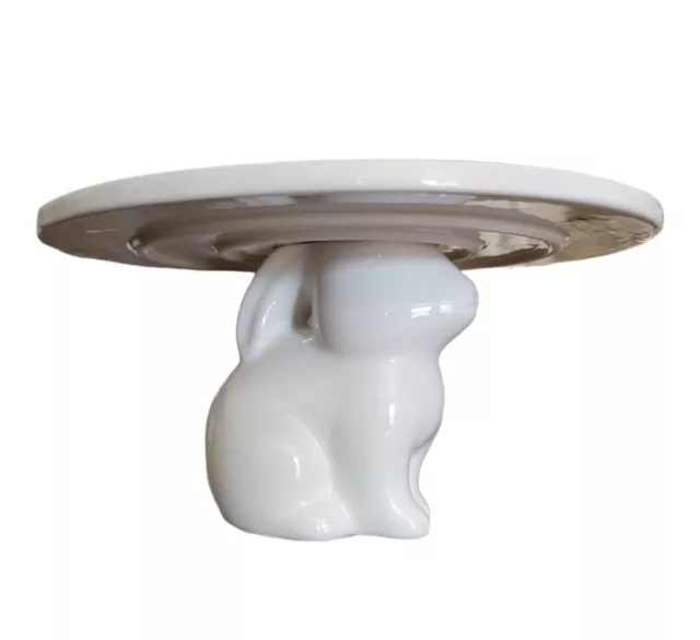 Ceramic Cake Stand White Easter Bunny Rabbit Rare & Hard to Find Cup Cake Stand