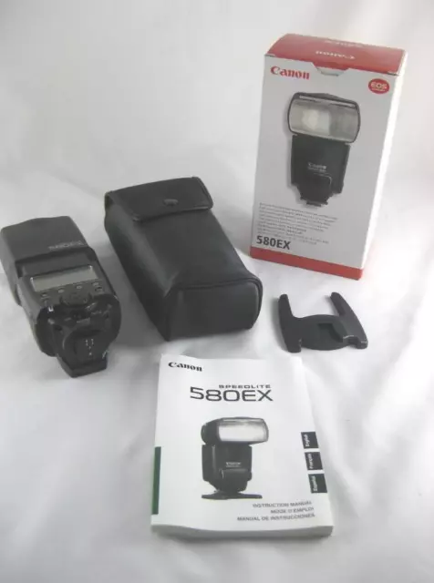 Canon Speedlite 580EX Flash w/ Case, Manual, Stand & Original Box EXCELLENT