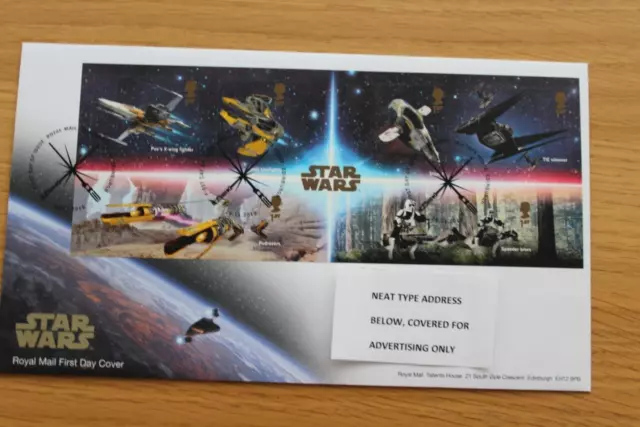 GB 2019 Star Wars Miniature Sheet FDC Tallents Cancel UK P&P Free