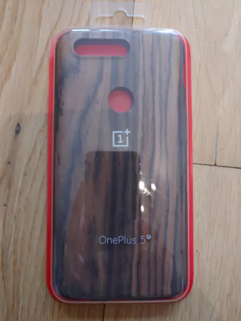 Original OnePlus 5T Rosewood Wooden Phone Case Bumper Cover Official NEW