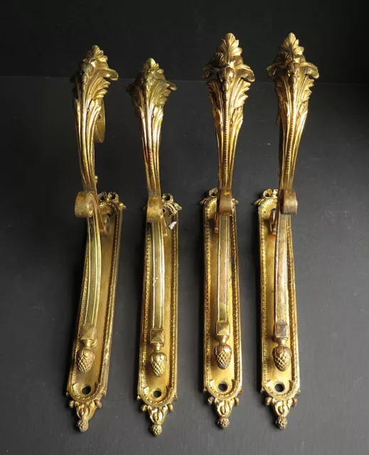 Two Large Pairs Of 19Th Century Gilt Brass Curtain Pole Holders, Classical Style 3