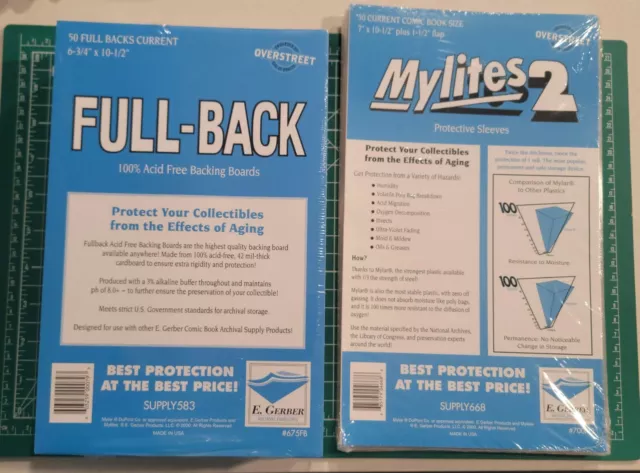 E.Gerber (50 Set) Current Size Full-Back Boards (675FB) & Mylites2 Bags (700M2)