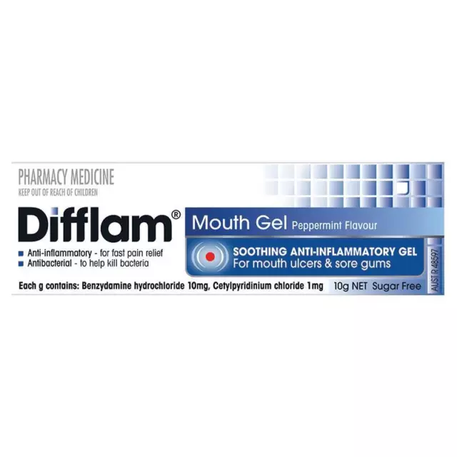 Difflam Anti Inflammatory Mouth Gel 10G Anti-Bacterial For Ulcers Sore Gum