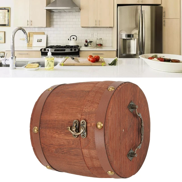 Boîte De Rangement En Bois Vintage Pour Thé, Café, Farine - Écologique, Avec Loquet Métal, Capacité 1 Litre