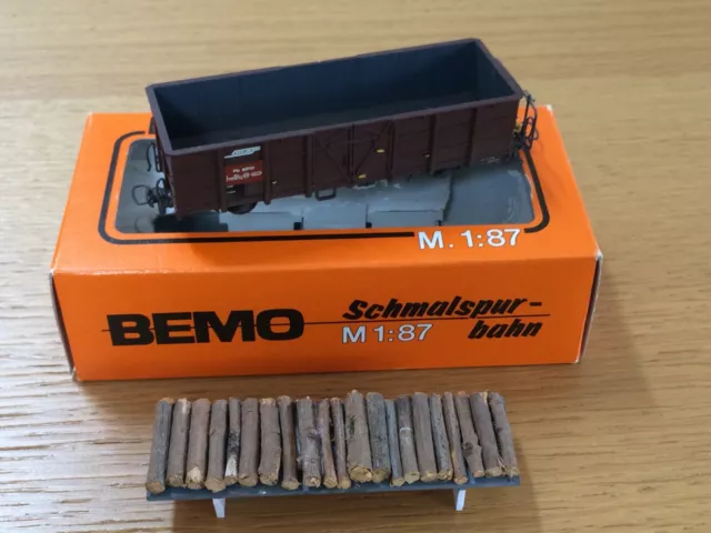 HOm gauge  Bemo boxed 2255 Rhb open goods wagon Fb8510 with load