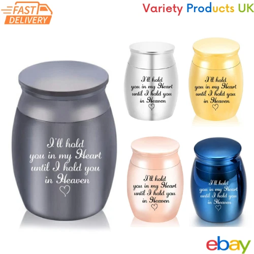 Small Silver Urn Cremation Human Ashes Holder Memorial Keepsake Ash Heart Heaven