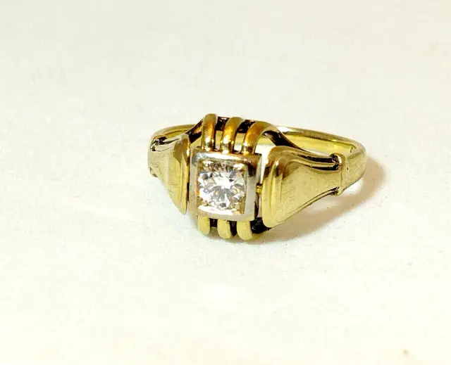 GOLDENER RING 585 Gold Brillant Amethyst Mandarin-Citrin Goldring Diamant  17mm $396.34 - PicClick AU
