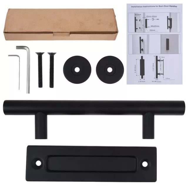 12" Sliding Barn Door Pull Flush Handle Gate Hardware Set Iron Matte Black USA 2