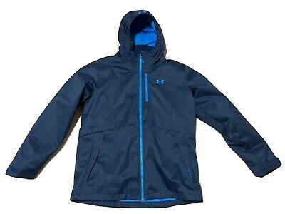 Under Armour Cold Gear Hooded Snow Ski Jacket Blue Mens XL