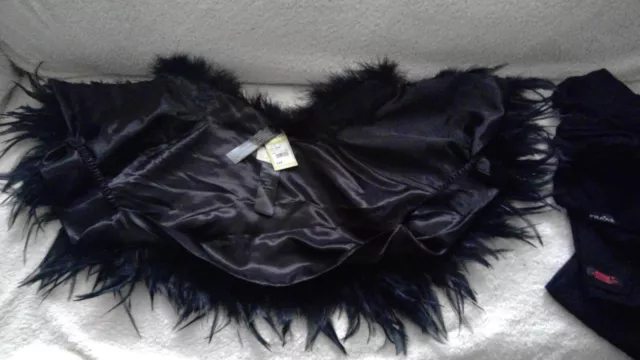 JENNY PACKHAM FEATHER black shrug bolero one size like M XL new with tags 30.00 PicClick UK