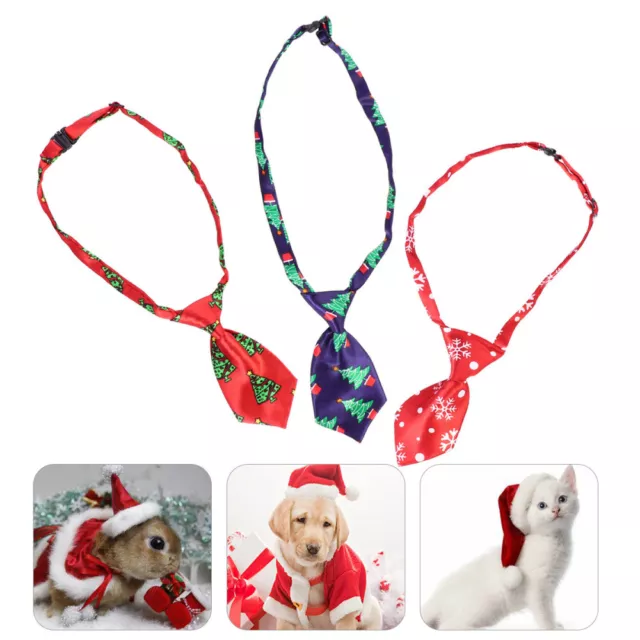 3 Pcs Fabric Pet Tie Puppy Costume Bow Snowflake Dog Collar