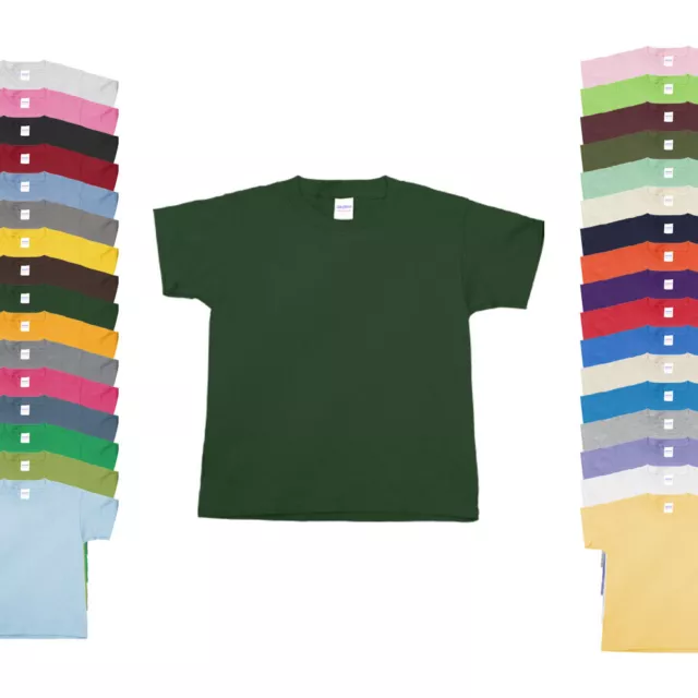 Gildan Kinder T-Shirt HEAVY COTTON YOUTH Einfarbig Rundhals Kurzarm Neu G5000K