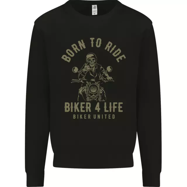 Biker 4 Life Motorbike Motorcycle Skull Kids Sweatshirt Jumper