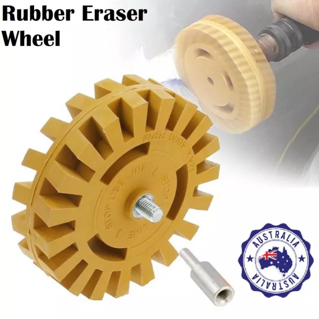 Decal Rubber Eraser Wheel Pinstripe Paint Sticker Remover Tool w/ Drill Adapter