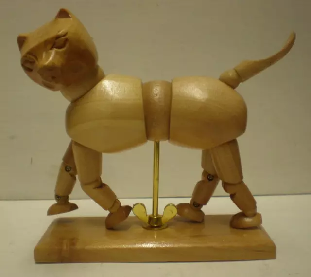 Articulated Wooden Artist Cat Figure (Cab2)