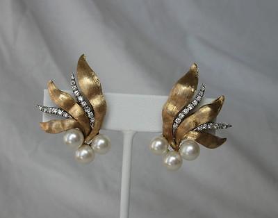 30 Diamant Perle Boucles D'Oreilles Estimative Rétro Art Déco 14K Or Hollywood
