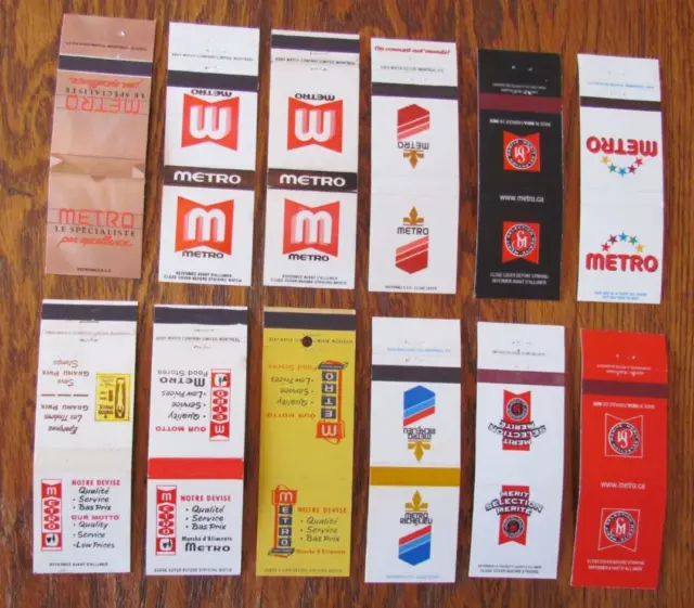Metro Supermarkets (Hq: Montreal, Quebec & Ontario) (Lot Of 12 Matchbooks) -D9