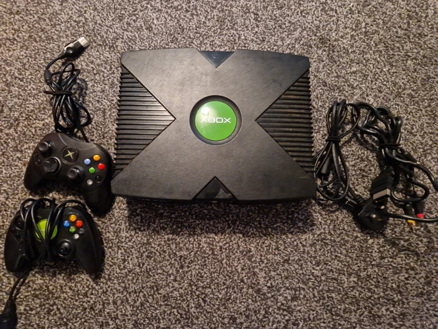 ORIGINAL XBOX BUNDLE Console, Leads, x2 Controllers 1 Game Disc tray ...