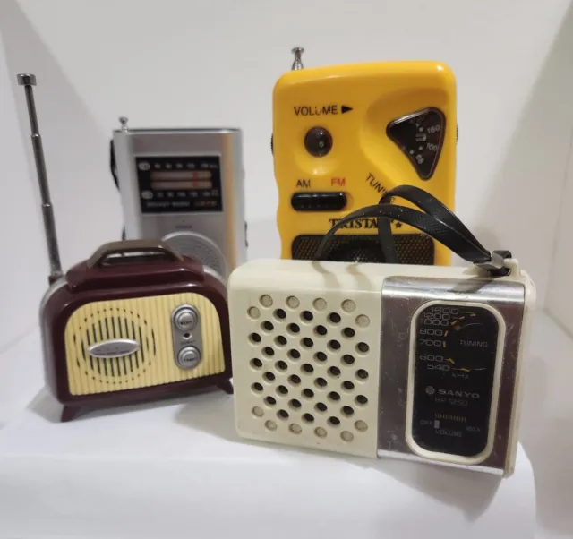 4 Transistor Radios all working and with batteries