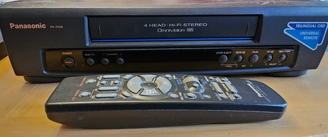 PANASONIC PV-7450 4 Head HiFi Stereo VHS Player Recorder VCR. Remote ...