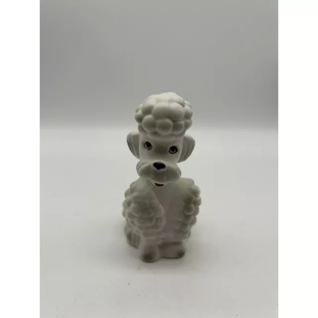 Vintage Lefton Porcelain Sitting White Poodle Dog Figurine