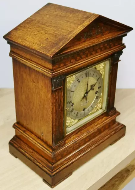 Quality Antique W&H Oak 3 Train Westminster Chime Musical Bracket Clock 3