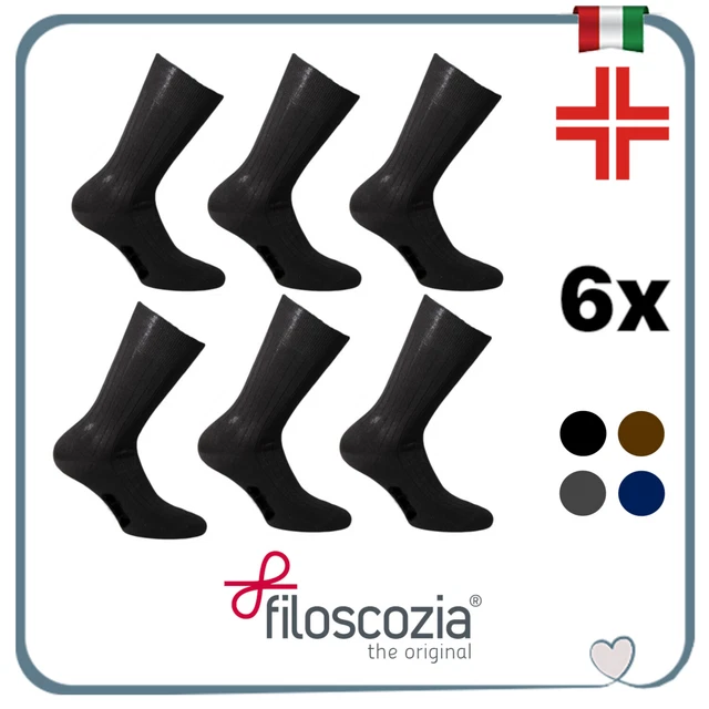 Set 6 paia Calze uomo SENZA ELASTICO corte SANITARIE cotone FILO SCOZIA calzini