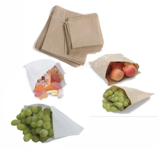 Brown / White Sulphate Strung String Paper Food Bags Takeaway Hot Cold Sandwich