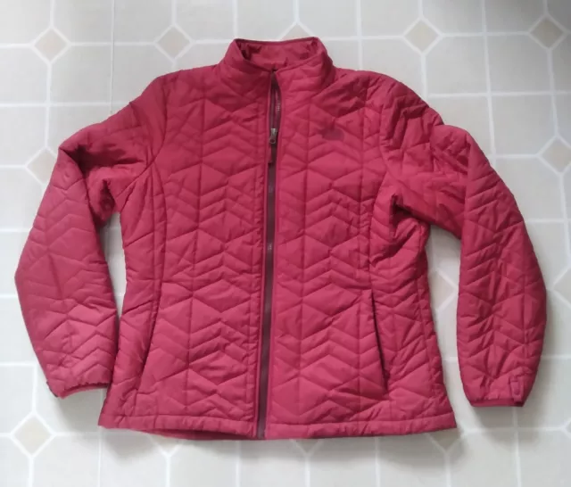 North Face Red Quilted Polyester Puffer Jacket Womans XL EUC