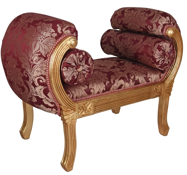 Antik Ottomane Recamiere Barock Sofa Bank rot gold Nackenrolle Rokoko Sitzbank