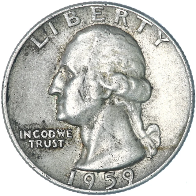 1959 D Washington Quarter 90% Silver Extra Fine XF