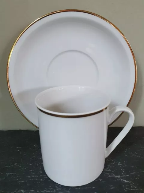 Arzberg Hutschenreuther Gruppe Germany White Gold Trim Coffee Cup and Saucer 3
