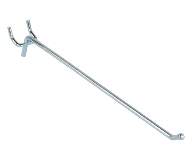 100 10" Long Chrome Peg Hooks for 1/4" Pegboard U Shaped Mounting Bracket Hook