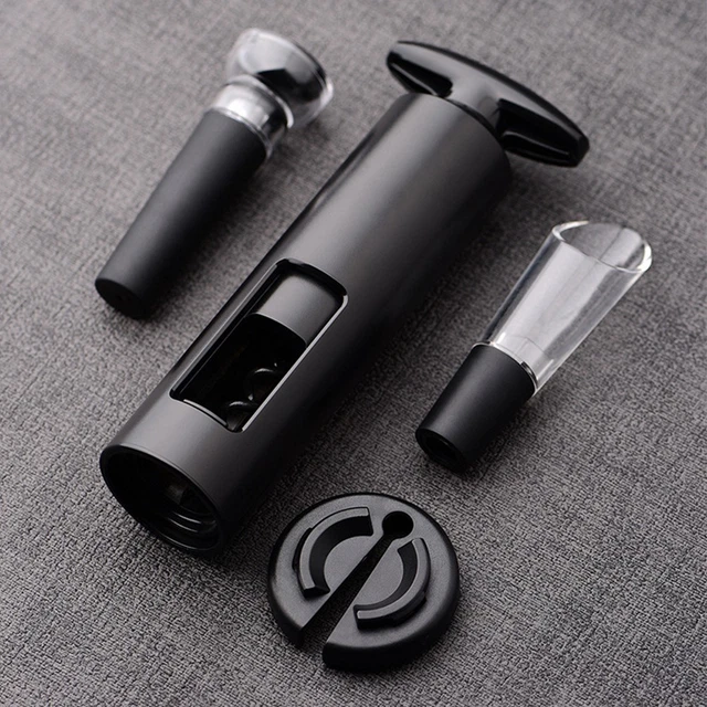 Set 4 Accessoires Vin Sommelier – Ouvre-Bouteille Manuel Acier Inox + Décapsuleur – Coffret Cadeau