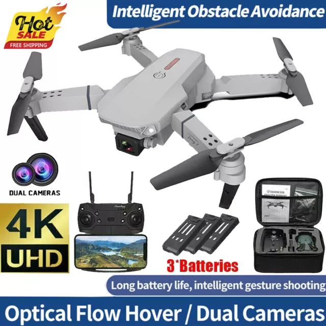 Mini Drone WIFI FPV 4K Dual HD Camera 3 Batteries Foldable Selfie RC Quadcopter