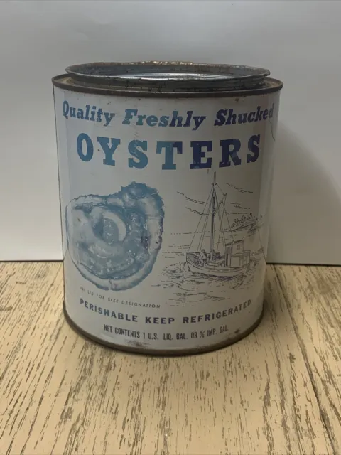 Vintage Standards One Gallon Oyster Ship Can Dick’s Seafood Eastpoint, Florida