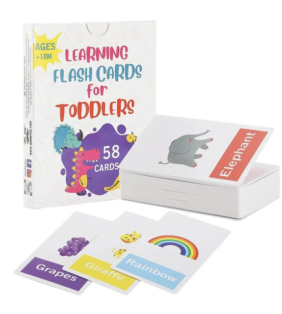 ALPHABET FLASH CARDS for Toddlers, DoubleSided, 58 Picture Cards