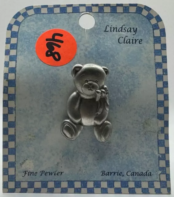 Teddy Bear, Pewter Pin / Brooch - Fine Pewter - Lindsay Claire Designs, As New