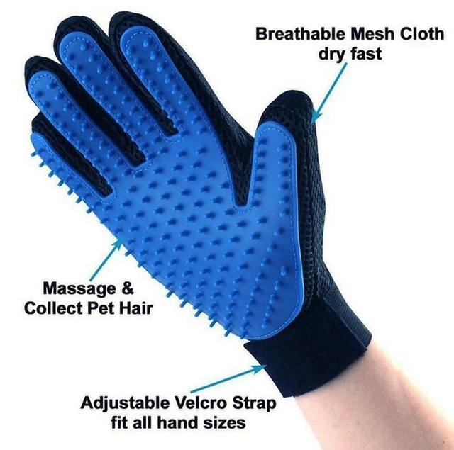 Pet Hair Gloves Brush Remover 1 Pair Dog Cat Comb Fur Mitt Massage Grooming Bath 2