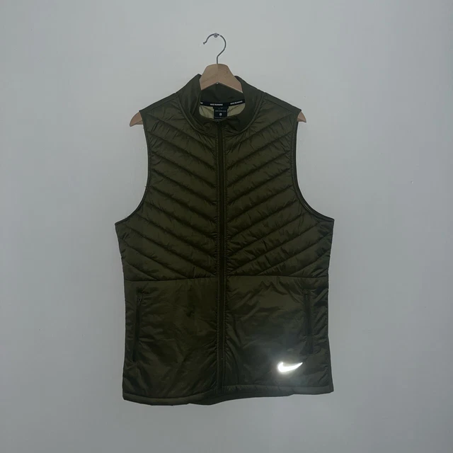 NIKE AEROLOFT RUNNING Golf Gilet Vest Body Warmer Khaki Green Size
