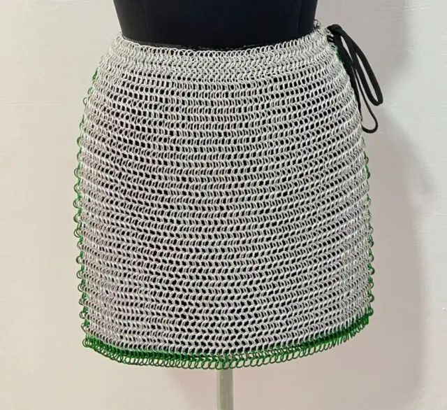 Aluminum Chainmail Silver Bra,Skirt and Coif, Hot Intimate Costume for sexy  Girl