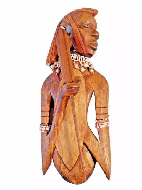 Masai Kenya Africa Beaded Warrior Spear Shield Wood Handmade Wall Hanging