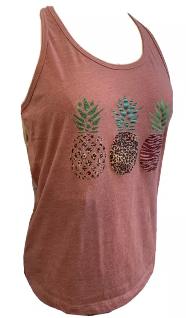 Medium Bella + Canvas Junior Women's Racerback Tank Pineapple Print