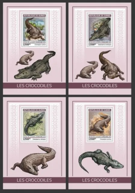 Guinea - 2019 Crocodiles auf Briefmarken Set Mit 4 Souvenir Blätter GU190104b