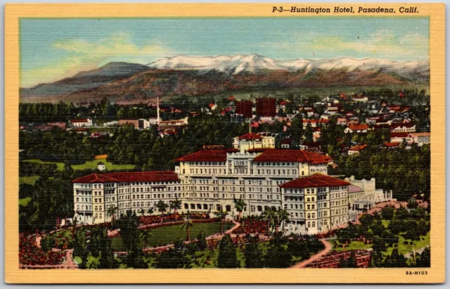 Huntington Hotel Pasadena California CA Aerial View Buildings Landmarks Postcard