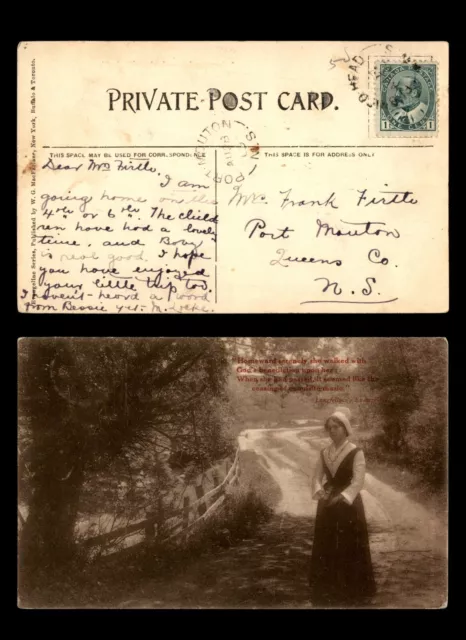 Mayfairstamps Canada 1909 to Port Mouton NS Painting Woman Postcard aaj_00219