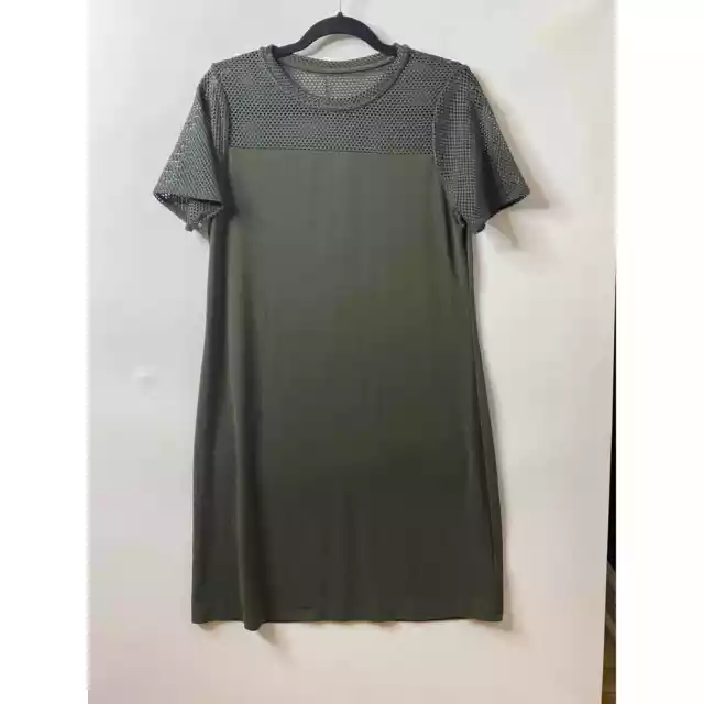 MICHAEL Michael Kors women's olive green mesh shift dress size medium 3