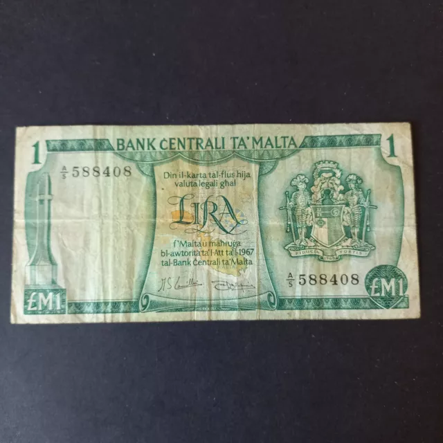 *BE205 * RARE 1 billet  1  POUND  1973  MALTE 2